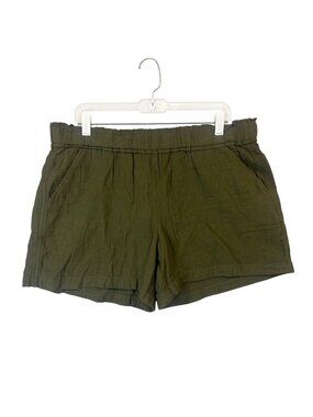 Sonoma Women’s Olive Green High-Waisted Cotton Shorts Large With Pockets NWT